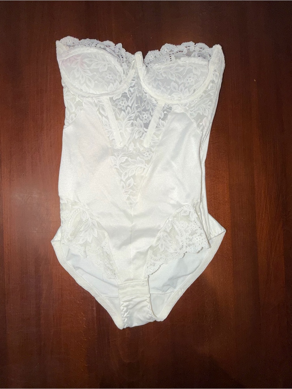 Vintage JCPenney White Lace Teddy Bodysuit Lingerie 34B
